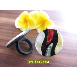 Balinese Seashells Finger Rings Resin Motif 